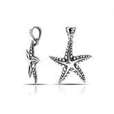 Handmade sterling silver starfish pendant with oxidized dotted detailing, artisan crafted in Bali.